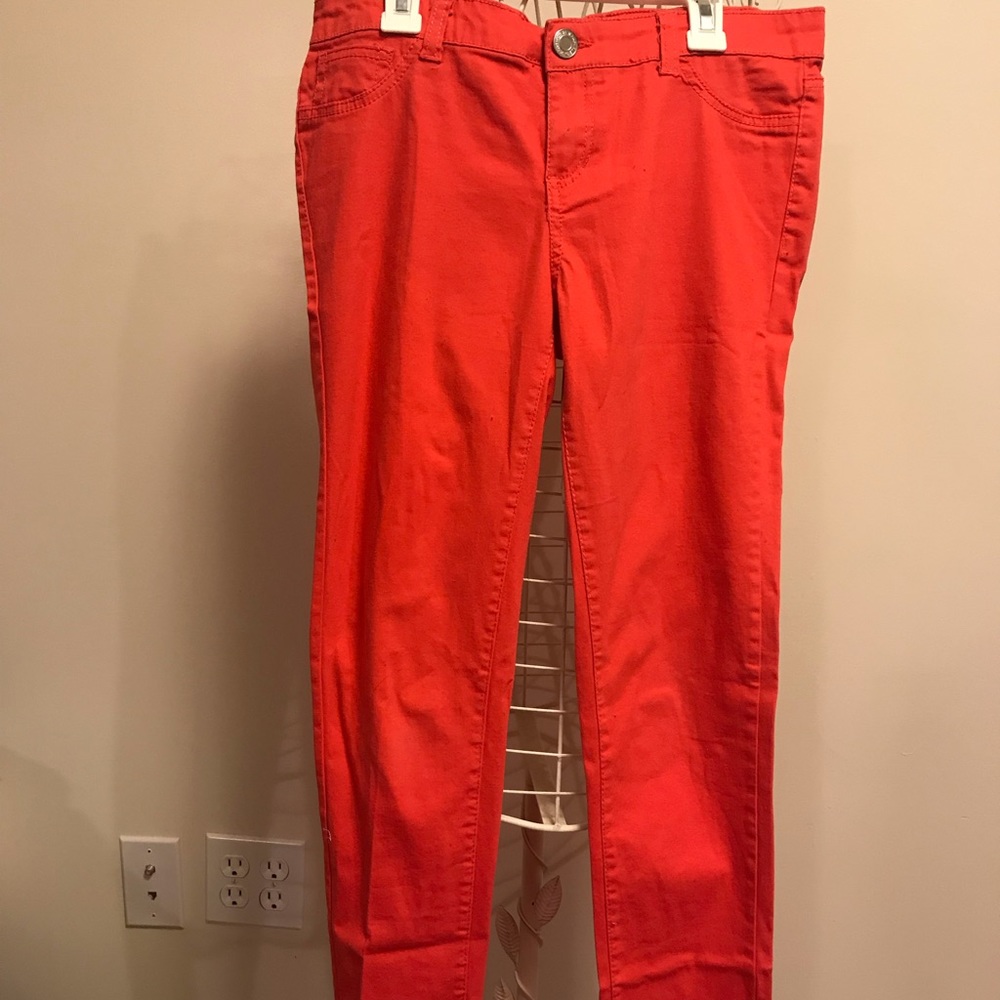 Orange skinny jeans